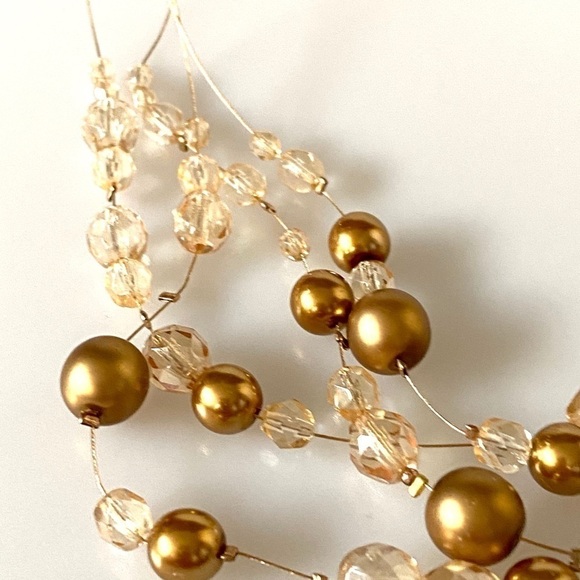 Necklace Faux Pearls Crystals Multiple Strands - Picture 3 of 7